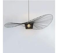 Msyyuu Vintage Lámpara Colgante Sala de Estar LED Vértigo Lámparas de araña (Altura la Luz Ajustable) Fibra de Vidrio/PU Luces de Sombrero E27 Lámpara de Araña para Restaurante Pantalla Negra Moderna