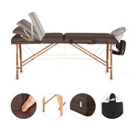 Klarfit MT 500 - Camilla Masaje Plegable, 210cm, 200 kg, Ligera de Fácil Transporte, Altura Regulable, Respaldo inclinable, apoyacabezas y reposabrazos extraíbles, Banco Masaje Profesional, Marrón