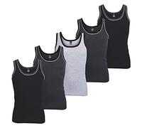 MT Camisetas interiores de punto fino para hombre (pack de 5), sin mangas, de melange de algodón, negro/gris, XXL