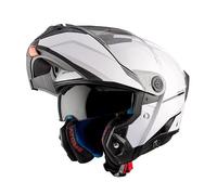 MT Casco Modular Atom 2 SV, Blanco Brillo, Homologación ECE 22.06, High Impact Resistant Polymer, Gafa Solar Incorporada. Talla M + Manos Libres Original MT