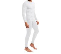 MT Conjunto de ropa interior térmica y de esquí para hombre Light, ropa interior larga de invierno - camiseta interior y calzoncillos, Blanco, 4XL