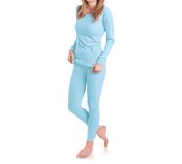 MT Conjunto de ropa interior térmica y de esquí para mujer, ropa interior cálida de manga larga con interior suave, azul hielo., M
