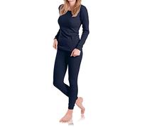MT Conjunto de ropa interior térmica y de esquí para mujer, ropa interior cálida de manga larga con interior suave, azul marino, XL