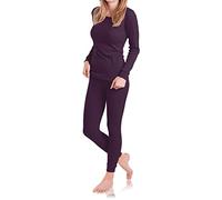 MT Conjunto de ropa interior térmica y de esquí para mujer, ropa interior cálida de manga larga con interior suave, morado, M