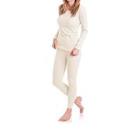 MT Conjunto de ropa interior térmica y de esquí para mujer - Ropa interior térmica de manga larga y suave, crudo, S