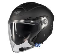 MT Cosmo SV Pure Designed Negro Mate Bluetooth Sena Integrado - Casco de Moto Jet Abierto con Visor Solar - Helmets Unisex Hombre y Mujer - Homologado ECE 22.06 (L)