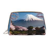 Mt. Fuji - Bolsa de cosméticos de piel para principios de primavera, impermeable, bonita bolsa de aseo de viaje con cremallera, juego de bolsas de almacenamiento de cosméticos para mujer, color