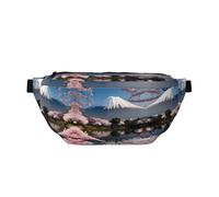 Mt. Fuji - Riñonera impermeable para correr a principios de primavera, soporte para teléfono sin rebote para gimnasio, bolsa cruzada impermeable con correa ajustable