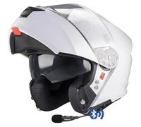 MT Genesis SV Pure Designed Blanco Bluetooth Sena Integrado - Casco de Moto Modular Abatible con Visor Solar - Helmets Unisex Hombre y Mujer - Homologado P/J ECE 22.06 (M)