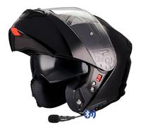 MT Genesis SV Pure Designed Negro Brillo Bluetooth Sena Integrado - Casco de Moto Modular Abatible con Visor Solar - Helmets Unisex Hombre y Mujer - Homologado P/J ECE 22.06 (M)