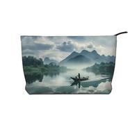 Mt Guilin in Guangxi - Bolsa de cosméticos de pana de gran capacidad, impermeable, para guardar artículos de tocador, Black, Talla única