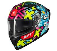 MT Helmets Braker SV Pure Designed Crazy Teddy Azul - Casco de Moto Integral con Visor Solar, para Hombre y Mujer, Homologado ECE 22.06 (L)