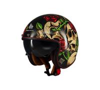 MT Helmets Le Mans 2 SV - Casco Moto Jet Vintage con Detalles en Cuero, Visor Solar Retráctil Full Vision, Interior Lavable y Calota HIRP | Homologado ECE 22.06 & DOT