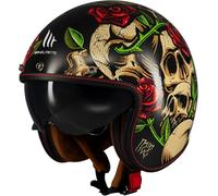 MT Helmets Le Mans 2 SV - Casco Moto Jet Vintage con Detalles en Cuero, Visor Solar Retráctil Full Vision, Interior Lavable y Calota HIRP | Homologado ECE 22.06 & DOT