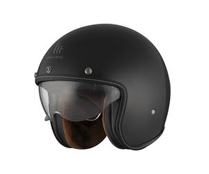 MT Helmets Le Mans 2 SV - Casco Moto Jet Vintage con Detalles en Cuero, Visor Solar Retráctil Full Vision, Interior Lavable y Calota HIRP | Homologado ECE 22.06 & DOT