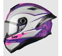 MT Helmets Targo S Outside C8 Mate Blanco y Rosa - Casco Integral para Moto Mujer, Diseño Deportivo, ECE 22.06, Sin Visor Solar Interno (S 55/56)