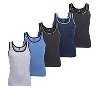 MT® Juego de 5 camisetas de tirantes para hombre, canalé, colores jaspeados, en paquetes de 5 colores, Todo el año, Sin mangas, Hombre, color 5Farb-Pack, tamaño 52 (XXXXL)