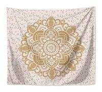 MT Majami Tapiz para colgar en la pared, diseño de mandala indio, 200 x 150 cm, color blanco y dorado