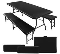 MT MALATEC Mesa de Camping Plegable con Maletín (180 x 74 x 74 cm, incluye 2 bancos)