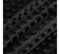 MT Tela de vellón Minky con puntos negros, se vende por metro, 150 cm de ancho, 250 g/m², 100% poliéster, ideal para decoración y accesorios.
