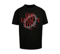 MT Upscale Camiseta 'God Loyalty Love' gris / rojo / negro S gris / rojo / negro
