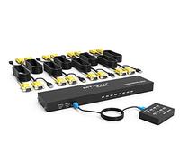 MT-VIKI Conmutador KVM VGA de 8 puertos 1U con montaje en rack, conmutador KVM 8x1, compatible con teclado, ratón, altavoz USB, incluye 8 cables KVM, control de escritorio, 2 juegos de rack