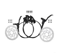 MT200 Mountain Bike Juego de frenos de disco hidráulico, aleación de aluminio doble pistón delantero trasero sistema de freno con líneas de freno para bicicleta de carretera MTB (negro)