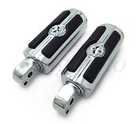 MT216-051+PA011 Reemplazo de estriberas de calavera cromadas Gear compatibles con 95-08 Compatible con Suzuki Intruder 1400/Boulevard S83 (trasero)