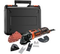BLACK+DECKER Multiherramienta Oscilante 300 W con 5 Acoplamientos, 6 Hojas de Lija y Maletín, Negro/Naranja, 230 V, MT300KA-QS