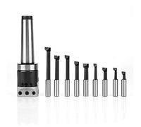 MT4-M16 Adaptador de eje Vástago cónico F1-12 Cabezal de mandrinado de 50 mm con 9 piezas Juego de barra de mandrinar de 12 mm para orificios de perforación, orientación del extremo, corte de orificio