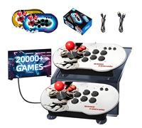 MT6 Consola Retro Consola de Videojuegos 20000+ Juegos,con 2 Joystick de Torreta & Luz LED de Colores,Batalla de 4 Jugadores,4K HD Consola de Juegos Retro para PC/TV/Proyector,Plug and Play (128G)