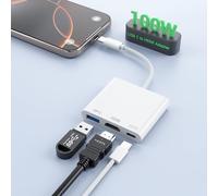 MTAKYI Adaptador USB C a HDMI de 100 W, 3 en 1 USB-C HDMI para iPhone 17 16, 4K @ 60 Hz a TV, Tipo C + 5 Gbps USB 3.0 + Adaptador AV Digital 4K Sync Screen Connector con Puerto de Carga rápida PD