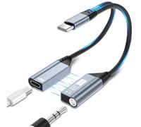 MTAKYI Adaptador y cargador magnético 2 en 1 USB C a 3,5 mm, USB C a Aux Audio Jack Hi-Res 32 bit/384 kHz con PD 60 W Fast Charging Dongle Cable para iPadiPhone 17/16