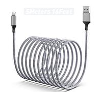 MTAKYI Cable De Carga 5M / 16FT Cable Trenzado De Nailon Extra Largo Cable USB De Carga Rápida Y Sincronización Compatible Con iPhone 12Pro Max / 12Pro / 12/11 / XS/XR/XS/Max / 8/7 Plus