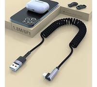 Cable Lightning Espiral,90 Grados Trenza Nailon Rápido Cobrar Cable [Certificado MFi y Compatible Con CarPlay] 6 pies Transmisión De Datos Compatible Con iPhone 14/13/ 12/11/ X/XS/XR/XS Max/ 8