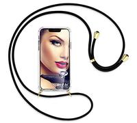mtb more energy® Collar Smartphone Compatible con Samsung Galaxy M22 4G, M32 4G (SM-M225, M325, 6.4'') - Negro/Oro - Funda Protectora ponible - Carcasa Anti Shock con Cuerda Correa