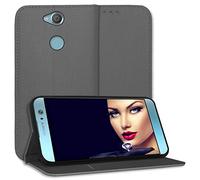 mtb more energy® Funda Bookstyle para Sony Xperia XA2 - XA2 Dual (5.2'') - Gris - Cuero sintético - Carcasa Cubierta Estuche Carátula