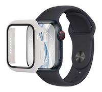 mtb more energy Funda compatible con Apple Watch 4, 5, 6, SE (40 mm) - blanco - Protector de pantalla de cristal templado integrado - Protección total, carcasa de cristal templado