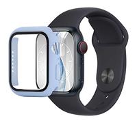 mtb more energy Funda compatible con Apple Watch 7, 8 (41 mm) - azul pastel - Protector de pantalla de cristal templado integrado - Protección completa del marco protector de pantalla de cristal