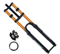 MTB Suspensión Aire Horquilla 26/ 27,5/29 Pulgadas DH Horquillas Delanteras Recorrido 145 Mm MTB Freno De Disco Bicicleta Eje Pasante 15*100 Mm Recto 1-1/8" Ajuste De Rebote(26in Gold,15*100mm)