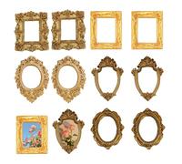 Mtbricey 10 mini marcos de fotos dorados vintage pequeños marcos de fotos barrocos para fotos en relieve, accesorios de fotos en relieve, decoración de pared, exhibición de joyas, fotografía