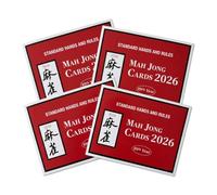 Mtbricey 4 tarjetas Mahjong de impresión grande 2026 oficiales de American Mah Jong Revisión Reglas y manos de 4.7 x 6 pulgadas, tarjetas nacionales de Mahjongg fáciles de leer para entusiastas de