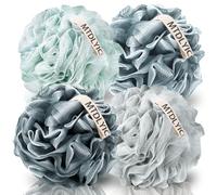 MTDLYICE Esponja de lufa, XXL grande, 100 g, paquete de 4, esponja de baño de malla suave para hombres, exfoliante corporal, accesorios de baño, para lavado corporal (azul gris)