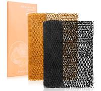 MTDLYICE Esponja de red africana, paquete de 2, limpiador de espalda para ducha, paño exfoliante XL de 80 cm, esponja de red africana auténtica, exfoliante corporal, accesorios de baño (negro, ocre)