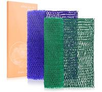 MTDLYICE Esponja de red africana, paquete de 2, limpiador de espalda para ducha, paño exfoliante XL de 80 cm, esponja de red africana auténtica, exfoliante corporal, accesorios de baño (azul, verde