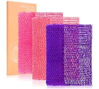 MTDLYICE Esponja de red africana, paquete de 3, limpiador de espalda para ducha, paño exfoliante XL de 80 cm, esponja de red africana auténtica, exfoliante corporal, accesorios de baño (rosa, rojo,