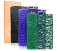 MTDLYICE Esponja de red africana, paquete de 3, limpiador de espalda para ducha, paño exfoliante XL de 80 cm, esponja de red africana auténtica, exfoliante corporal, accesorios de baño (negro, verde