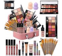 MTDXILTAI Juego de maquillaje todo en uno, bolsa de almacenamiento de maquillaje, 2 x 14 colores, paleta de sombra de ojos, base líquida, delineador de ojos, barra de contorno