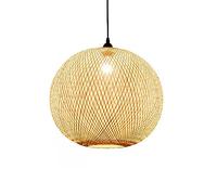 MTDYD Lámpara De Araña Esférica De Bambú, Pantalla De Ratán Y Tejido De Mimbre, Lámpara Colgante E27 De Altura Ajustable, Lámpara Colgante para Decoración De Restaurantes Y Cafés