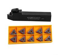 MTENN1616H16 - Soporte para herramientas de torneado de torno CNC con 10 insertos de carburo TNMG160408 para piezas de acero, acabado y acabado, corte a mano derecha